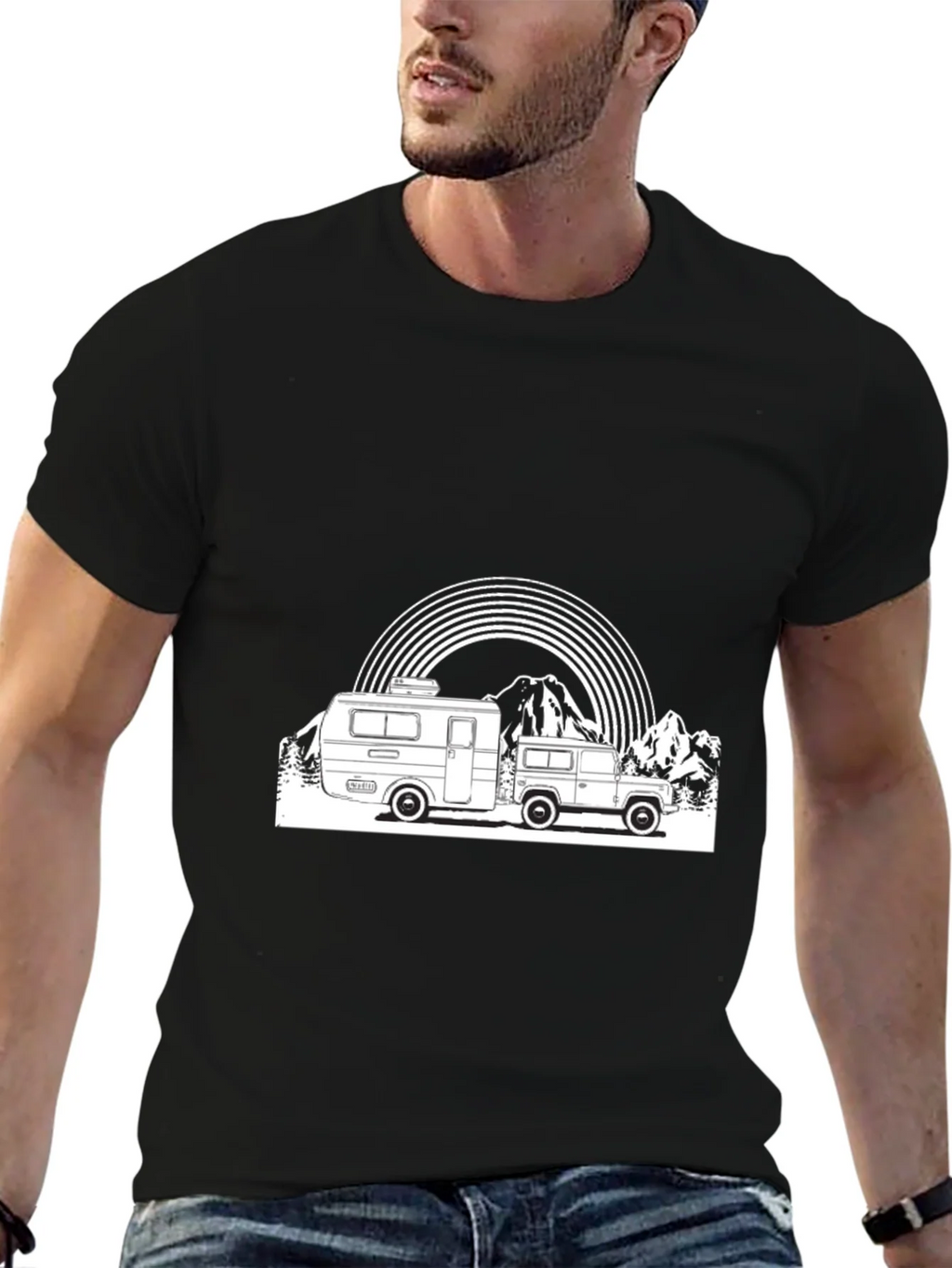 Retro Camper & Mountain Graphic T-Shirt product image 6