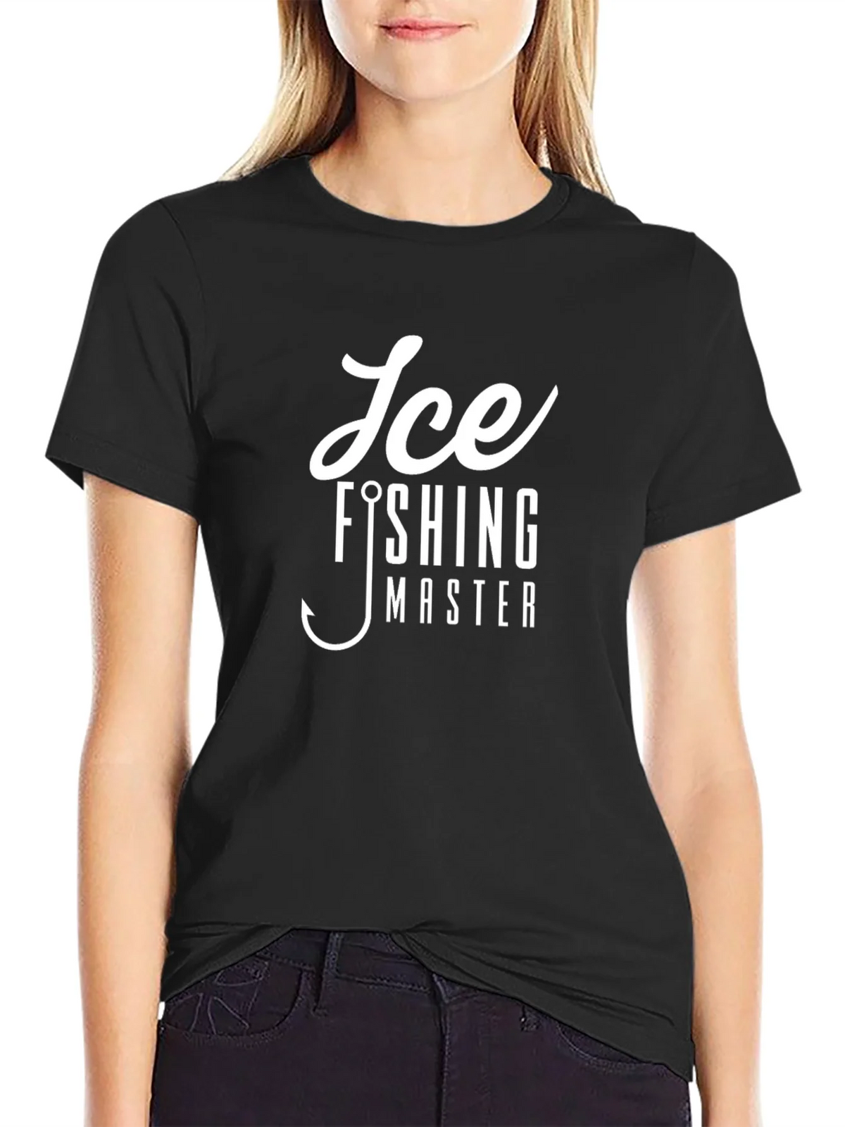 Ice Fishing Master Graphic Tee - Black Cotton T-Shirt product image 2