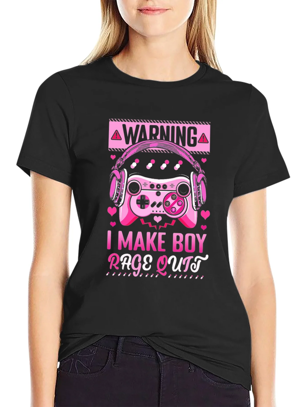 Gamer Girl I Make Boy Rage Quit Black T-Shirt product image 2