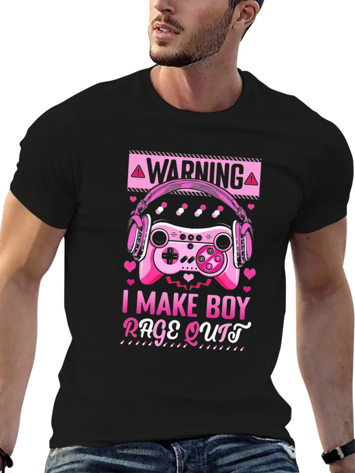 Gamer Girl I Make Boy Rage Quit Black T-Shirt product image 6
