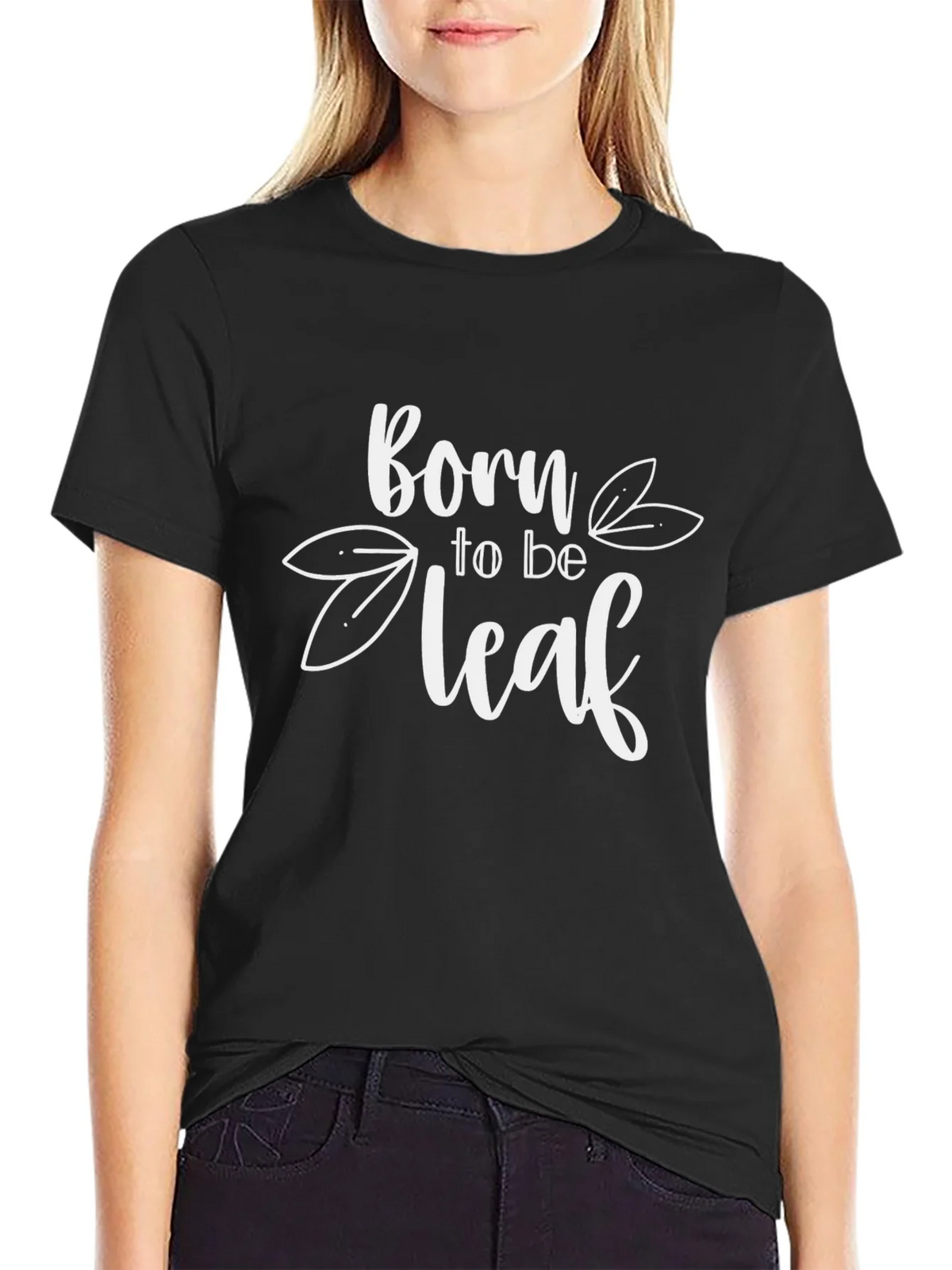 Born to be Leaf Graphic T-Shirt - Black Cotton Tee product image 2