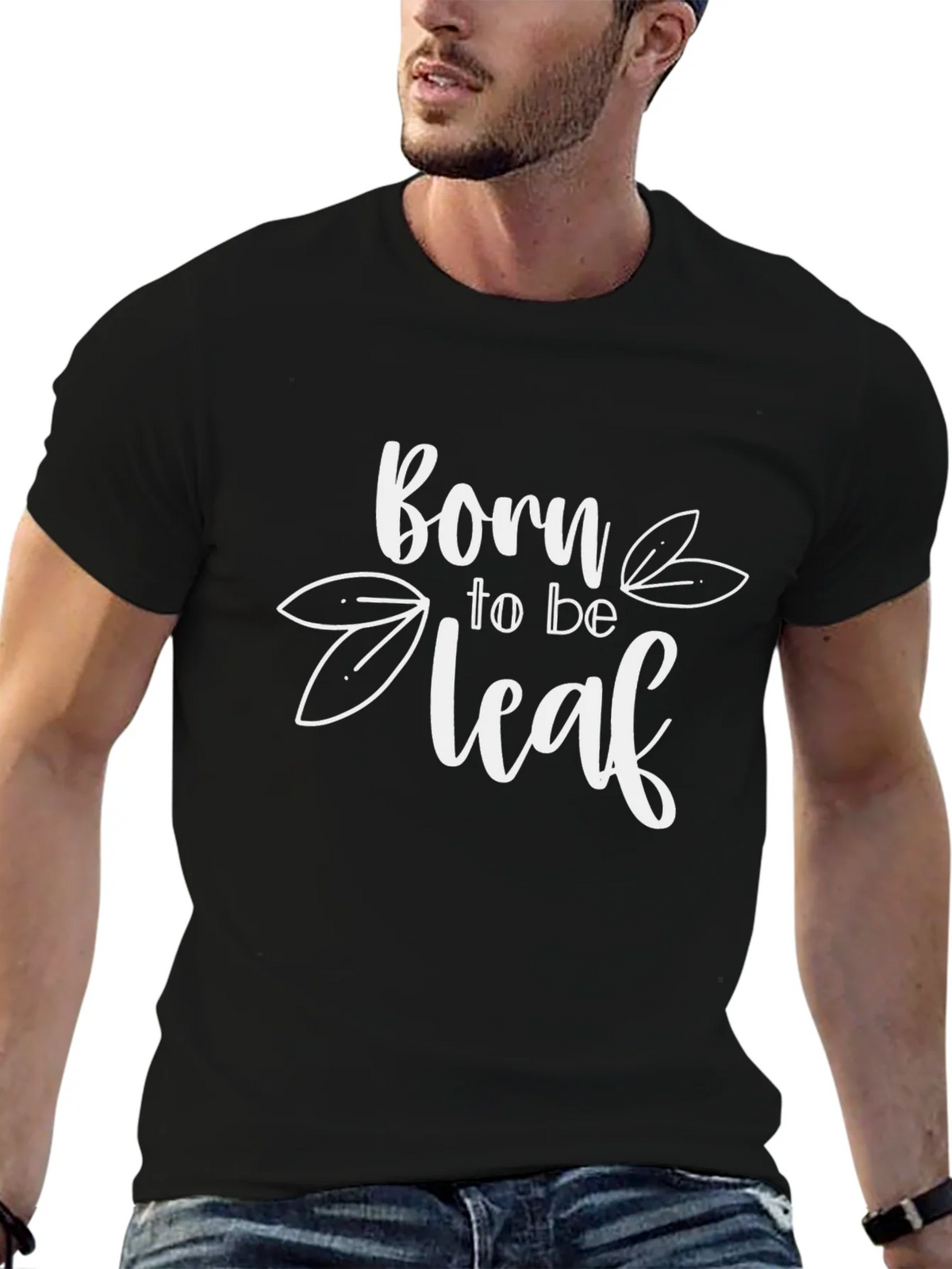 Born to be Leaf Graphic T-Shirt - Black Cotton Tee product image 6