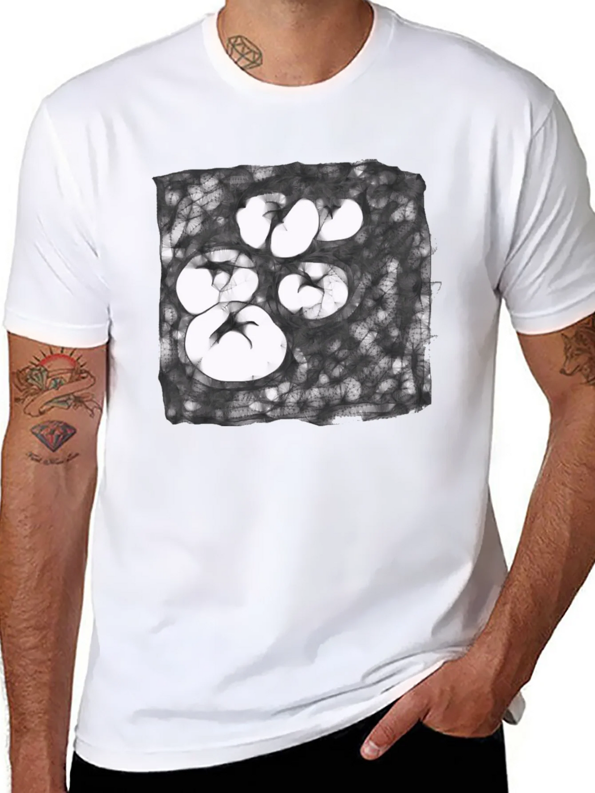 Abstract Paw Print Graphic Tee - Unisex Black T-Shirt product image 7