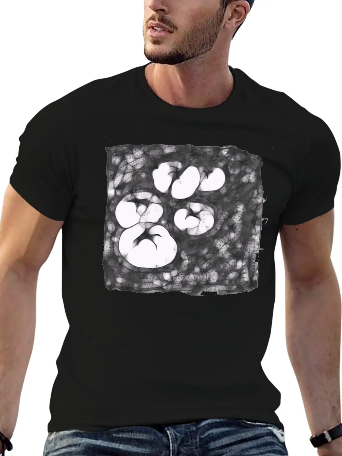 Abstract Paw Print Graphic Tee - Unisex Black T-Shirt product image 6