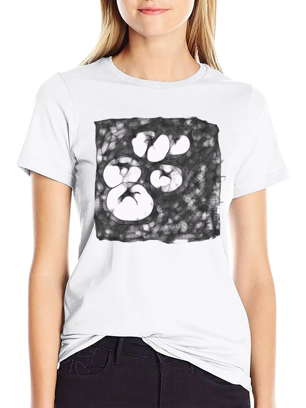 Abstract Paw Print Graphic Tee - Unisex Black T-Shirt product image 8
