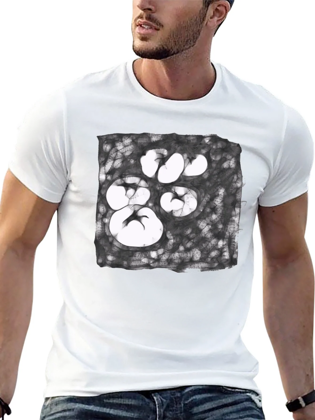 Abstract Paw Print Graphic Tee - Unisex Black T-Shirt product image 12