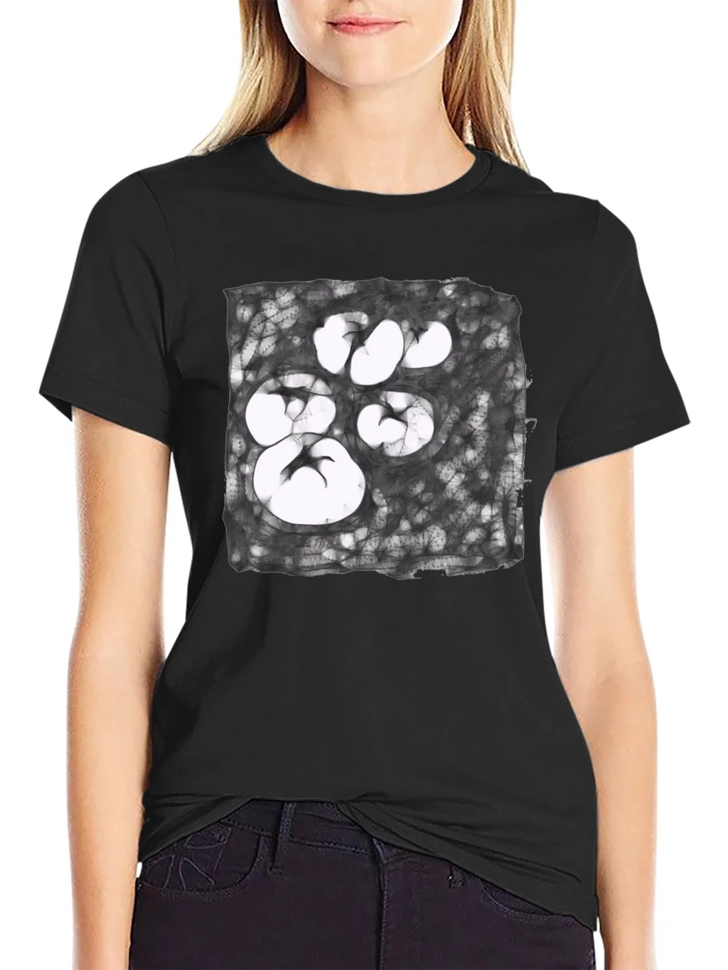Abstract Paw Print Graphic Tee - Unisex Black T-Shirt product image 2