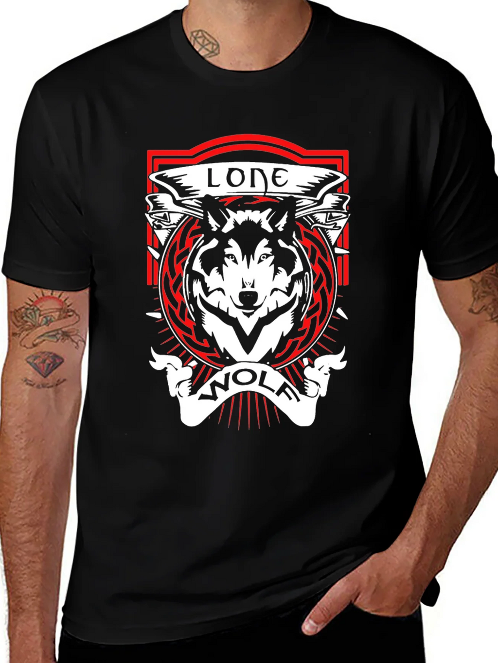 Lone Wolf Graphic Tee - Black Cotton T-Shirt product image 1
