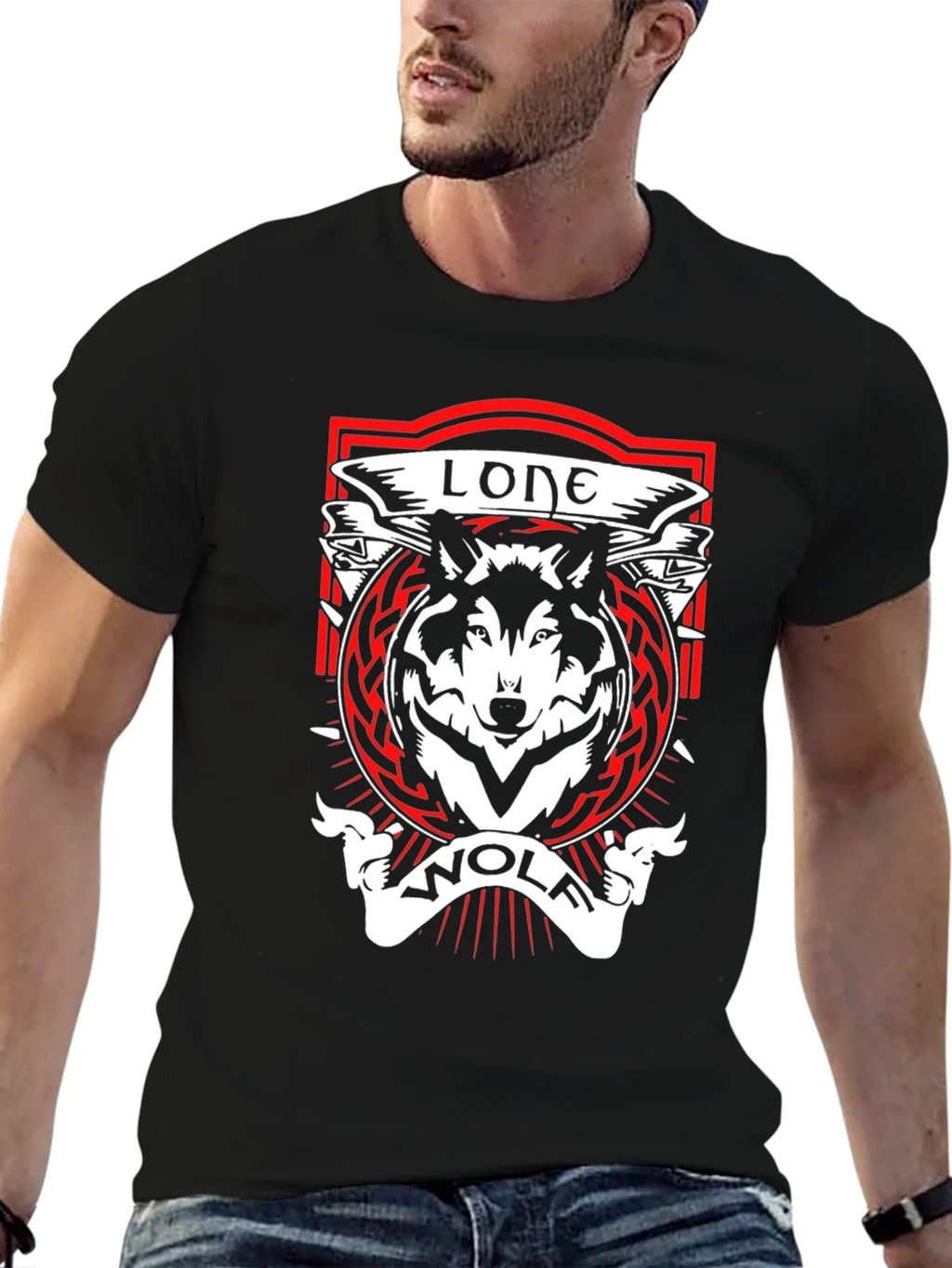 Lone Wolf Graphic Tee - Black Cotton T-Shirt product image 6
