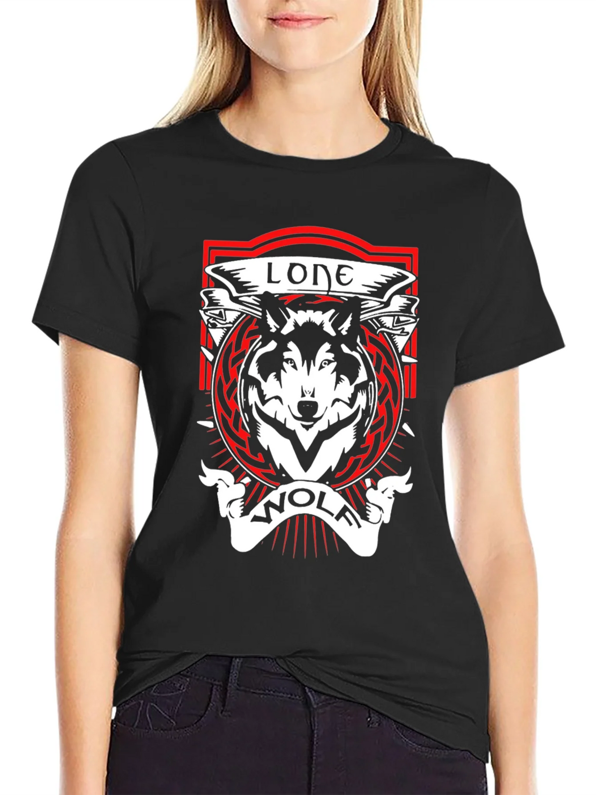 Lone Wolf Graphic Tee - Black Cotton T-Shirt product image 2