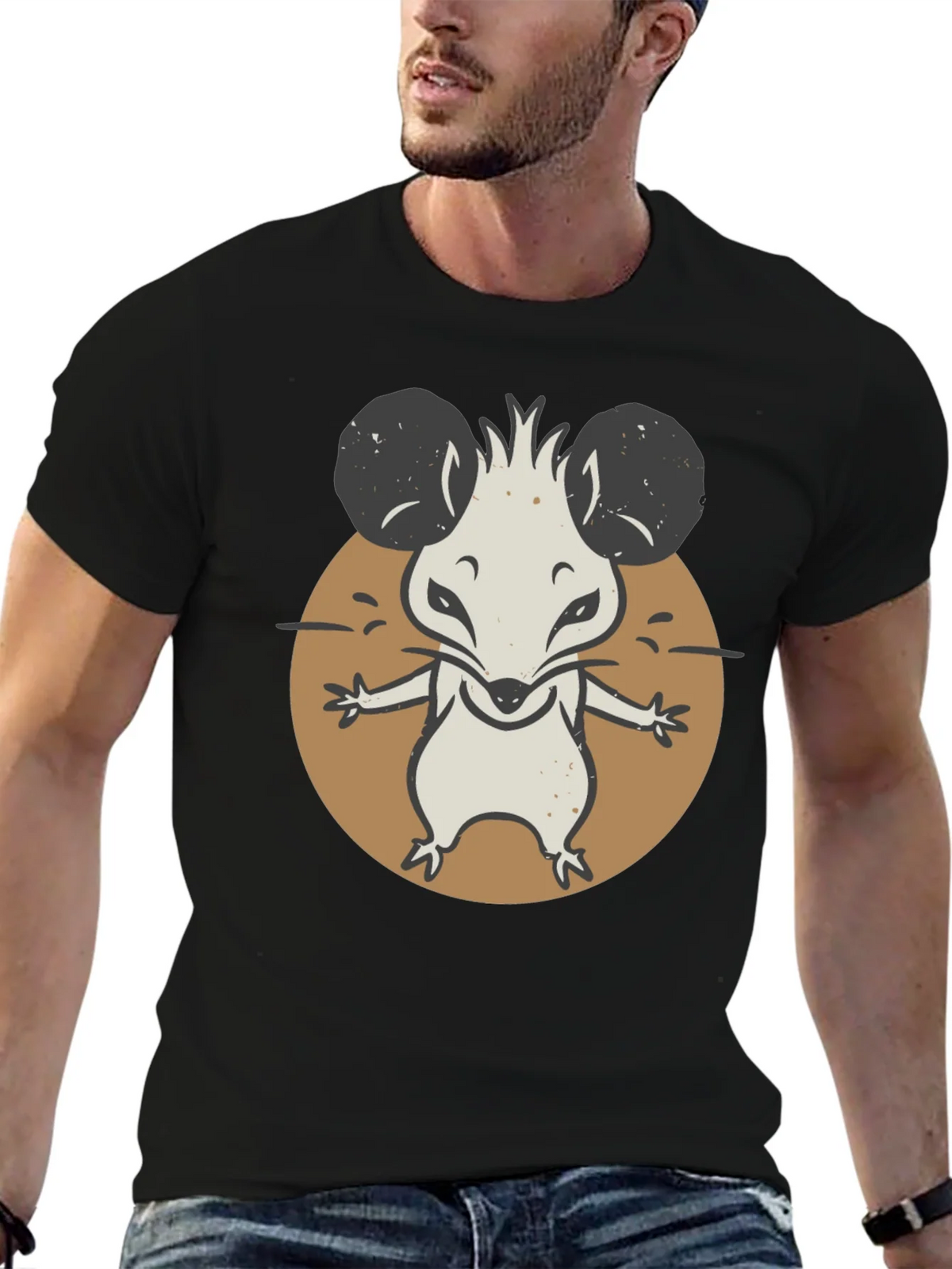 Cartoon Mouse Graphic Tee - Black Unisex T-Shirt product image 2