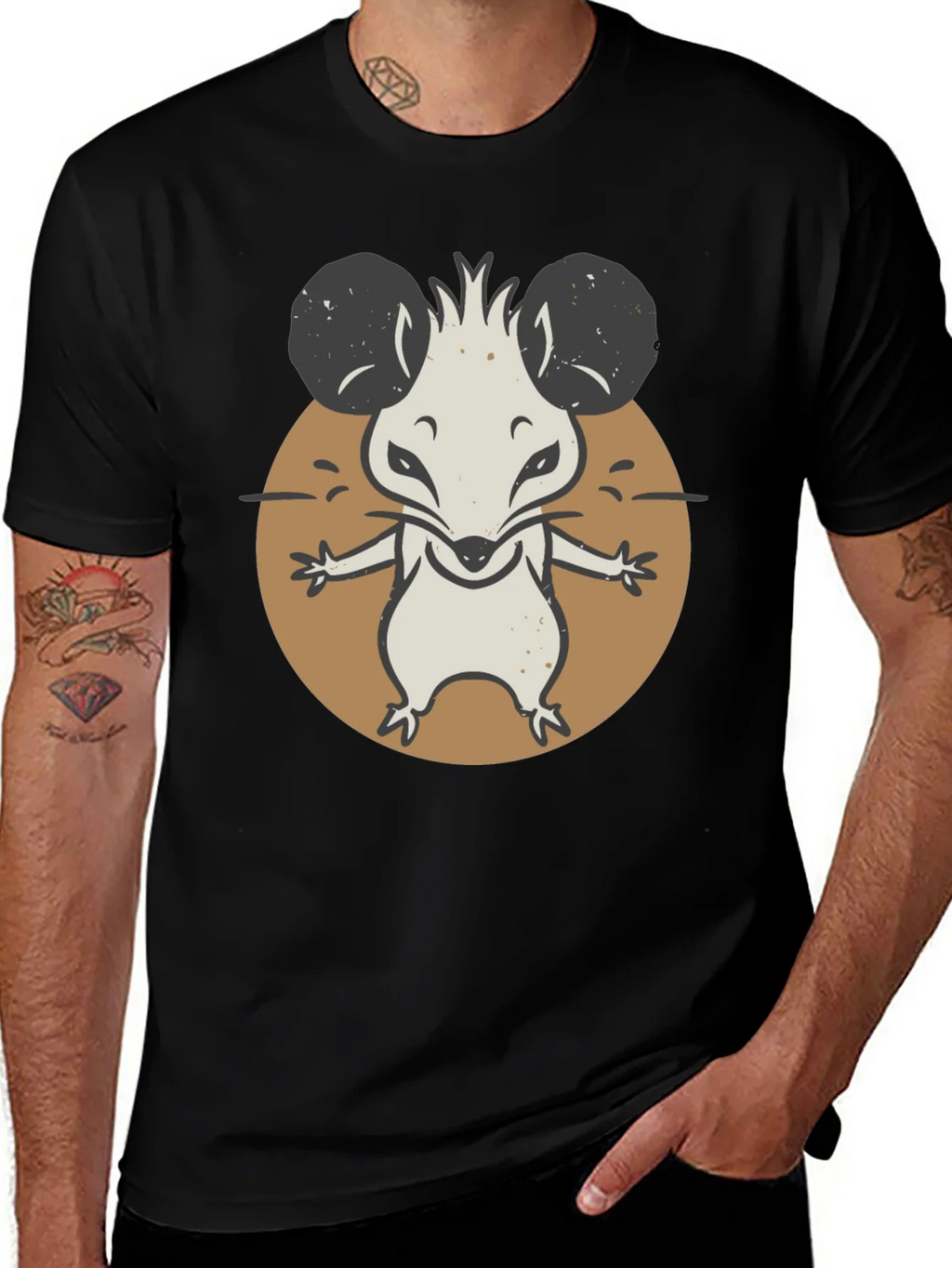 Cartoon Mouse Graphic Tee - Black Unisex T-Shirt product image 1