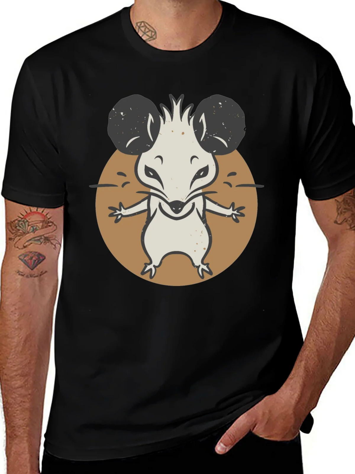 Cartoon Mouse Graphic Tee - Black Unisex T-Shirt product image 1