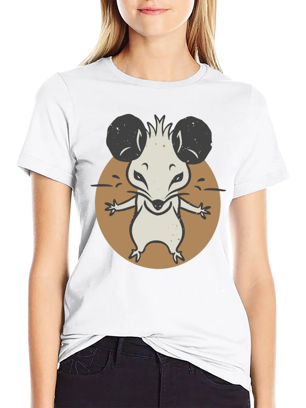 Cartoon Mouse Graphic Tee - Black Unisex T-Shirt product image 3