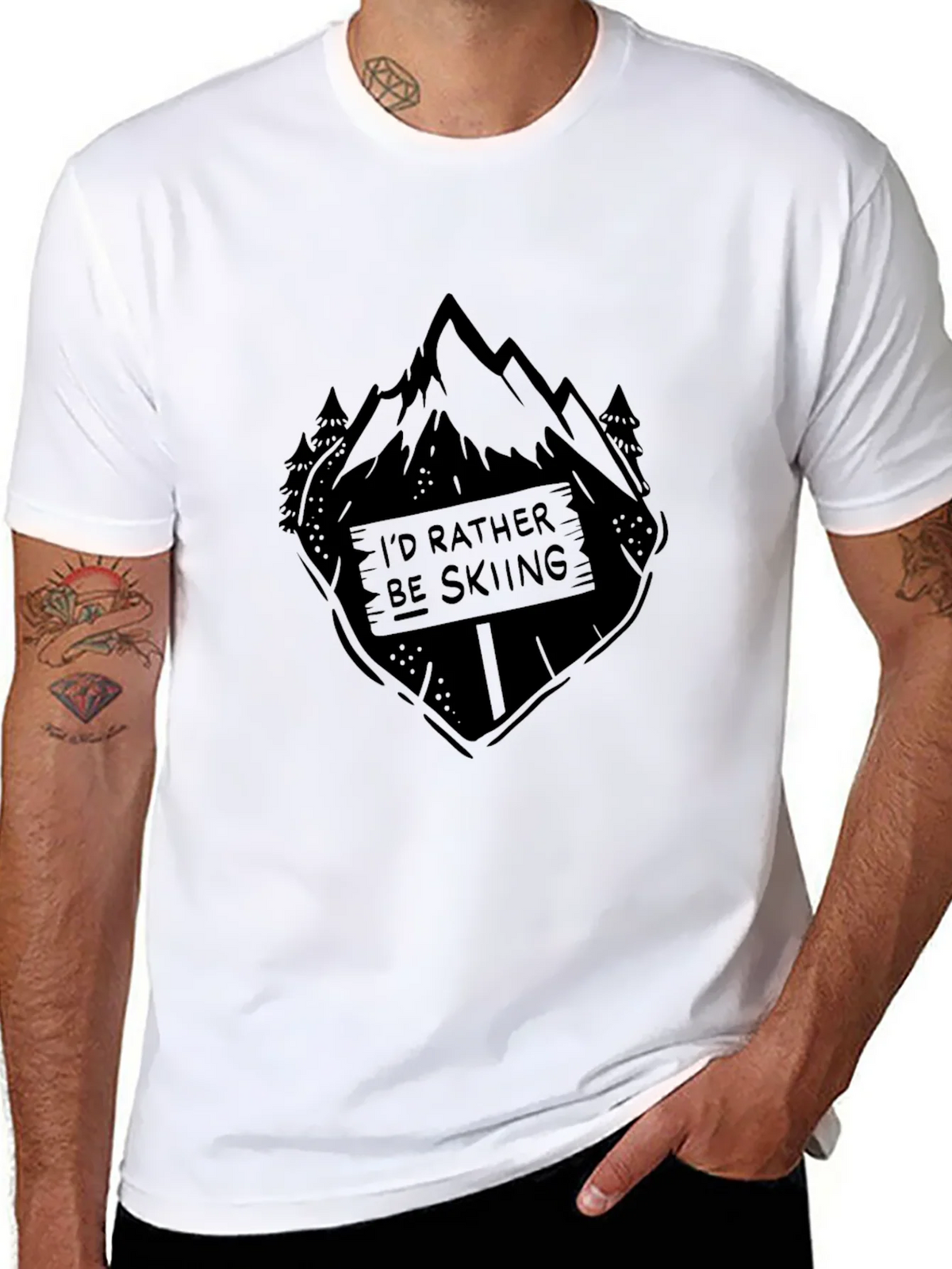 Id Rather Be Skiing Black Graphic Tee product image 7