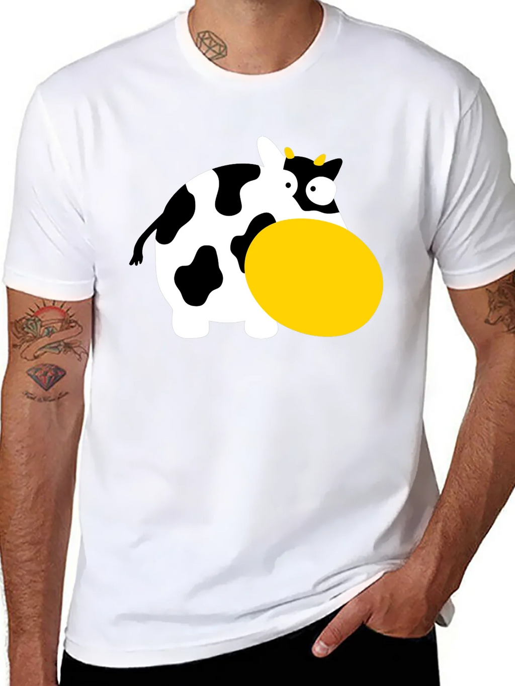 Funny Cartoon Cow Graphic T-Shirt - Black product image 7