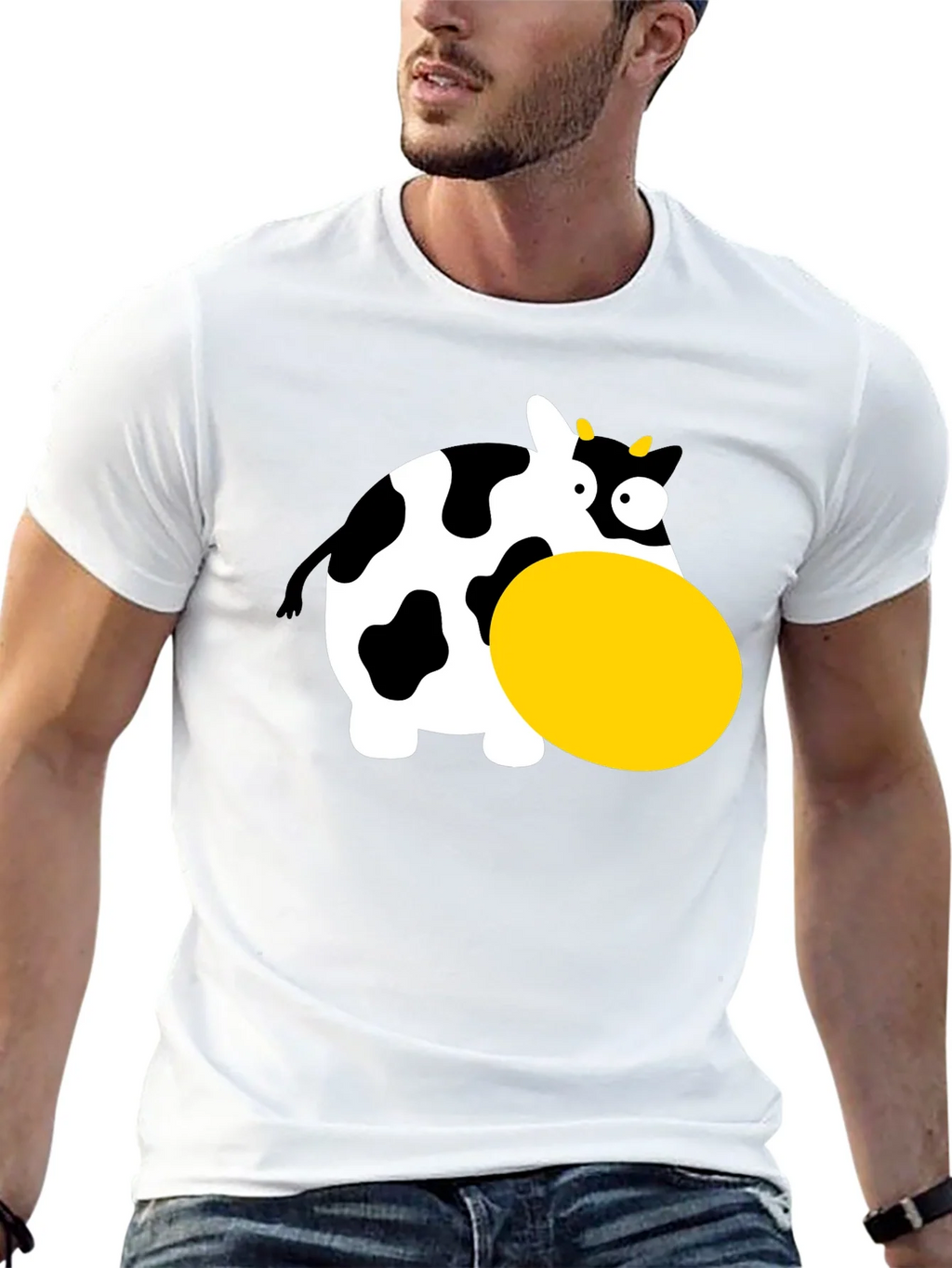 Funny Cartoon Cow Graphic T-Shirt - Black product image 12