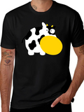 Funny Cartoon Cow Graphic T-Shirt - Black product image 1