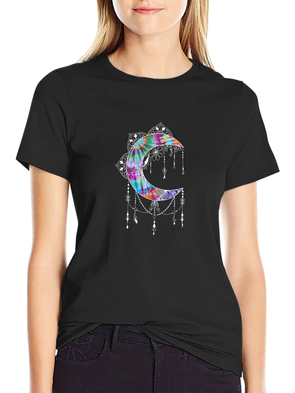 Tie-Dye Moon Mandala Graphic Tee product image 2