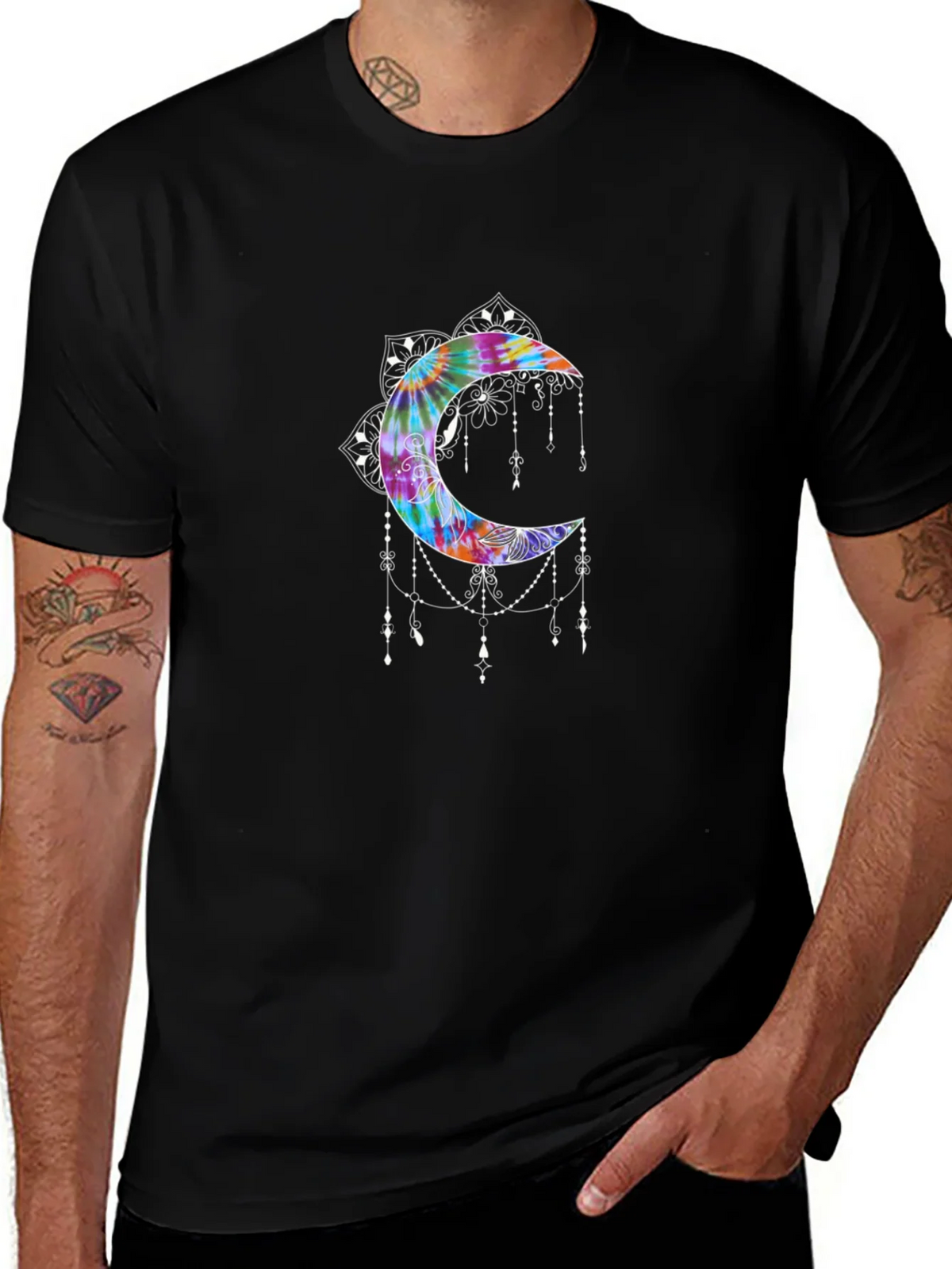 Tie-Dye Moon Mandala Graphic Tee product image 1