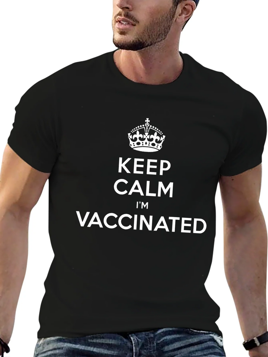 Keep Calm Im Vaccinated Black T-Shirt product image 6