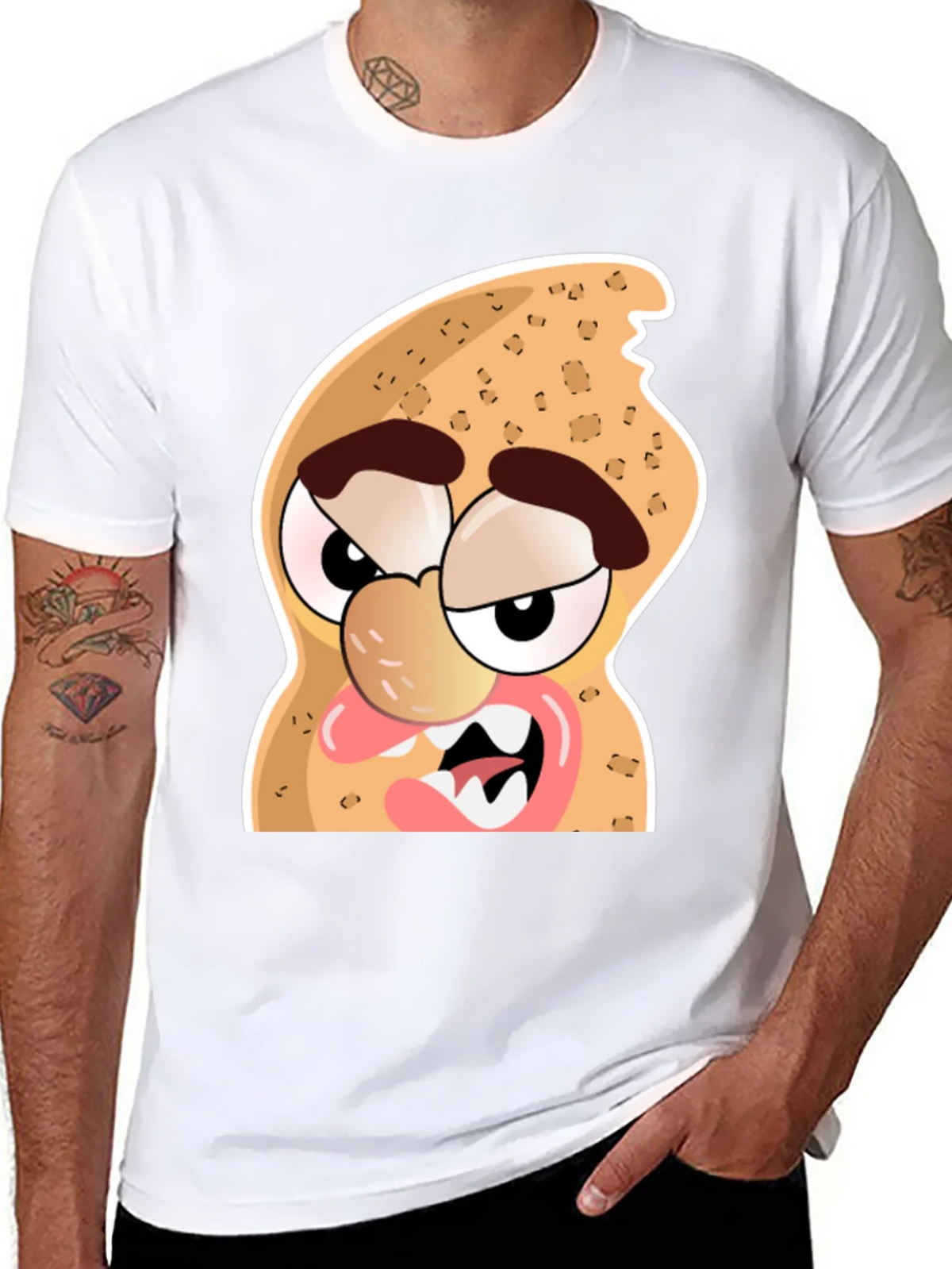Funny Peanut Cartoon Graphic Black T-Shirt product image 7