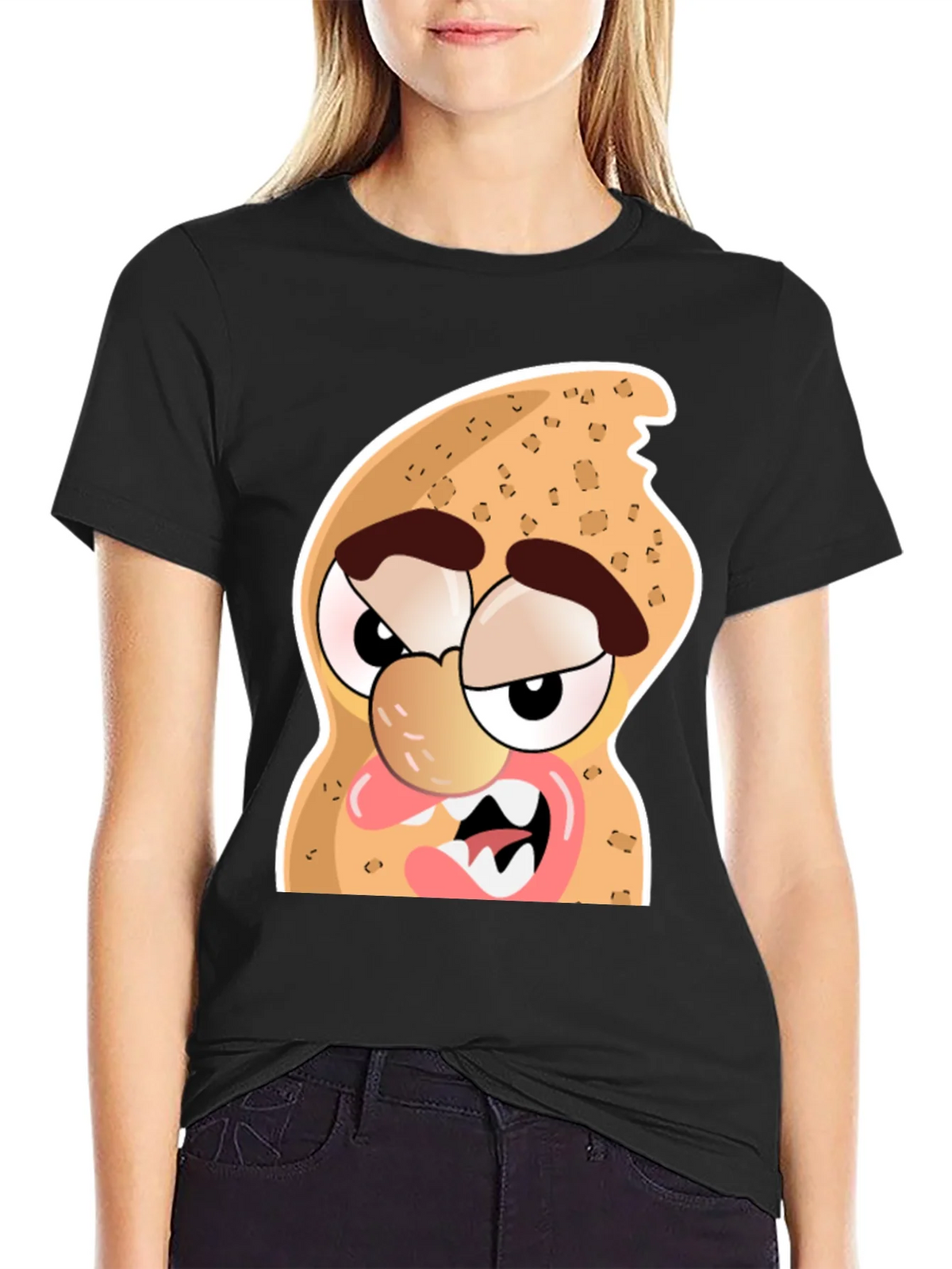Funny Peanut Cartoon Graphic Black T-Shirt product image 2