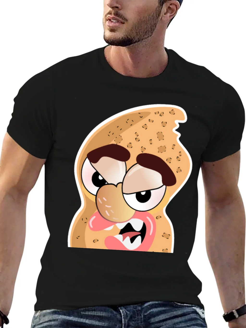Funny Peanut Cartoon Graphic Black T-Shirt product image 6