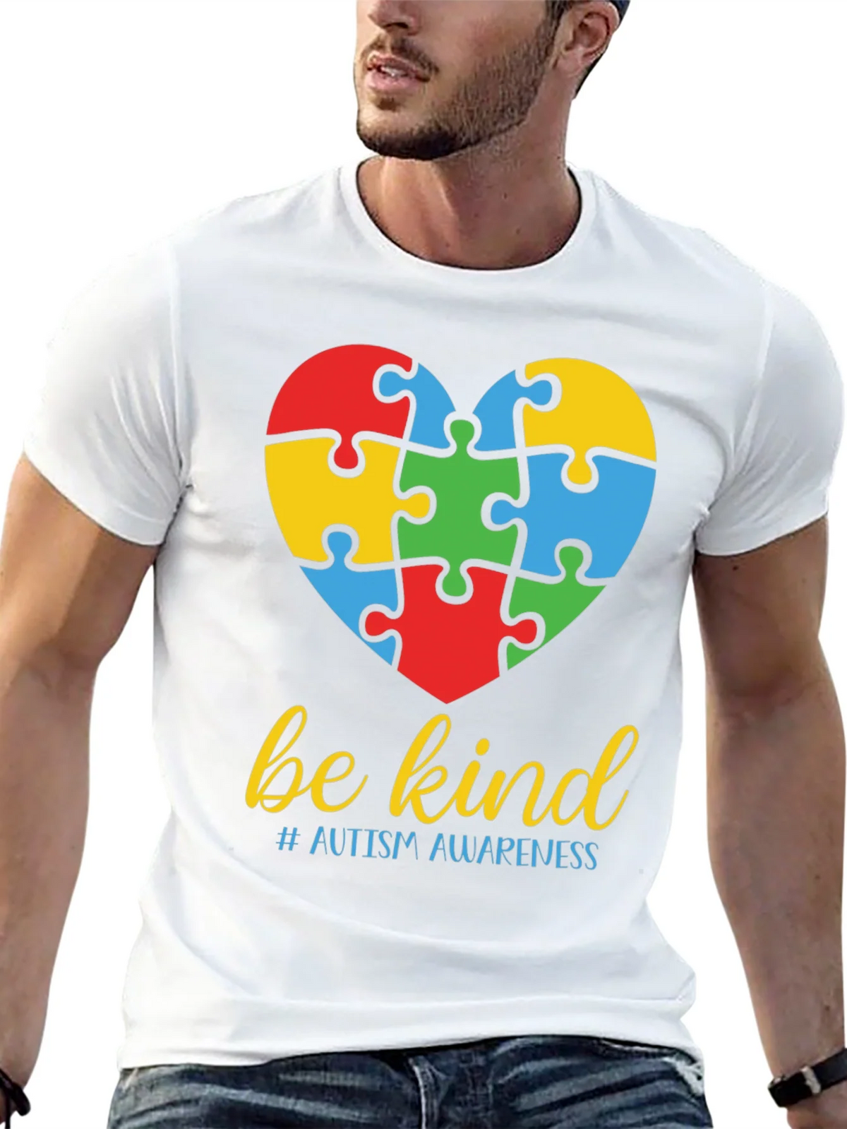 Be Kind Autism Awareness Puzzle Heart T-Shirt product image 12