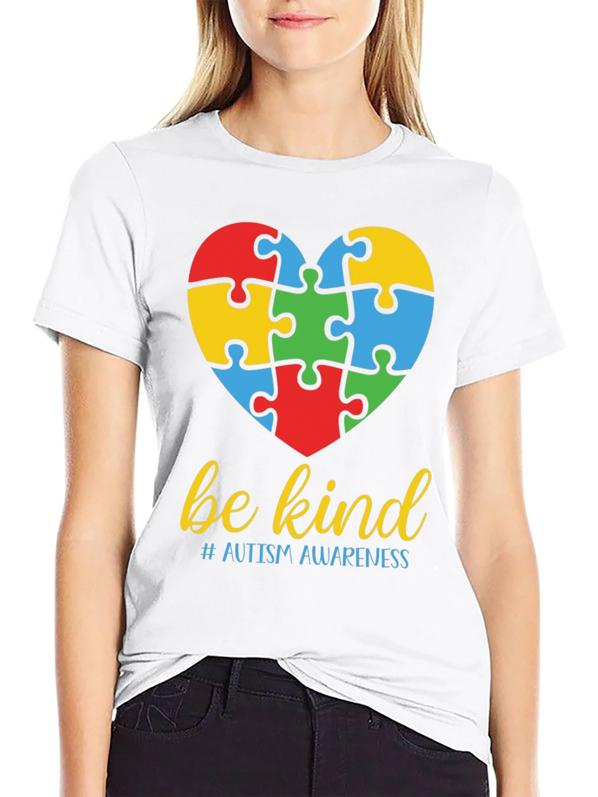 Be Kind Autism Awareness Puzzle Heart T-Shirt product image 8