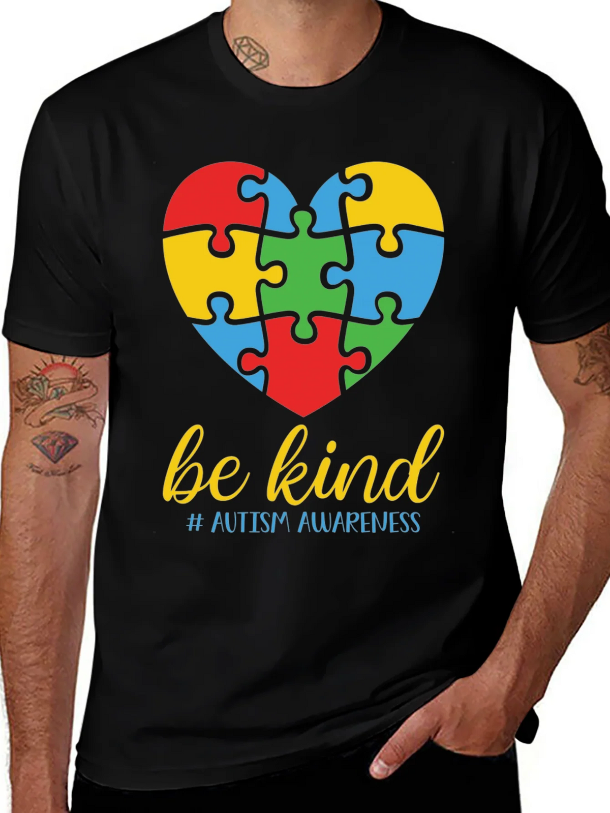 Be Kind Autism Awareness Puzzle Heart T-Shirt product image 1