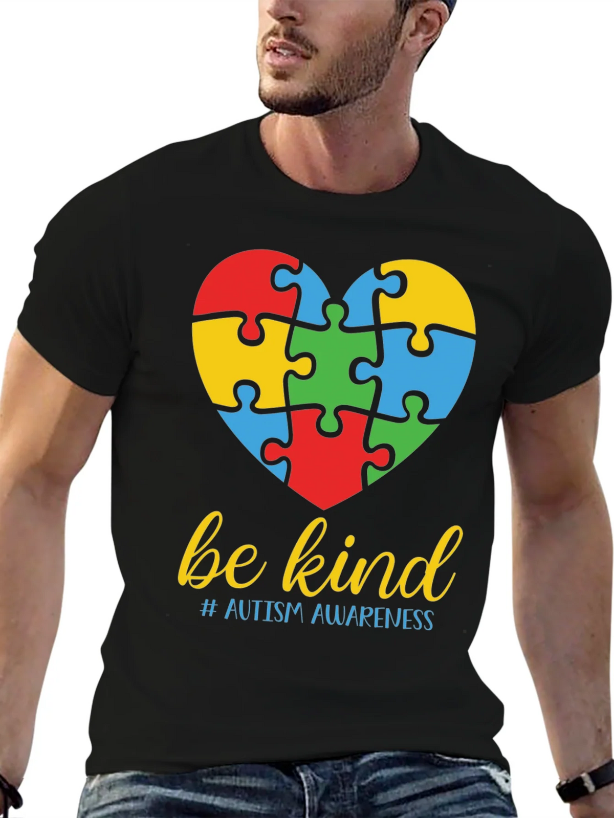 Be Kind Autism Awareness Puzzle Heart T-Shirt product image 6