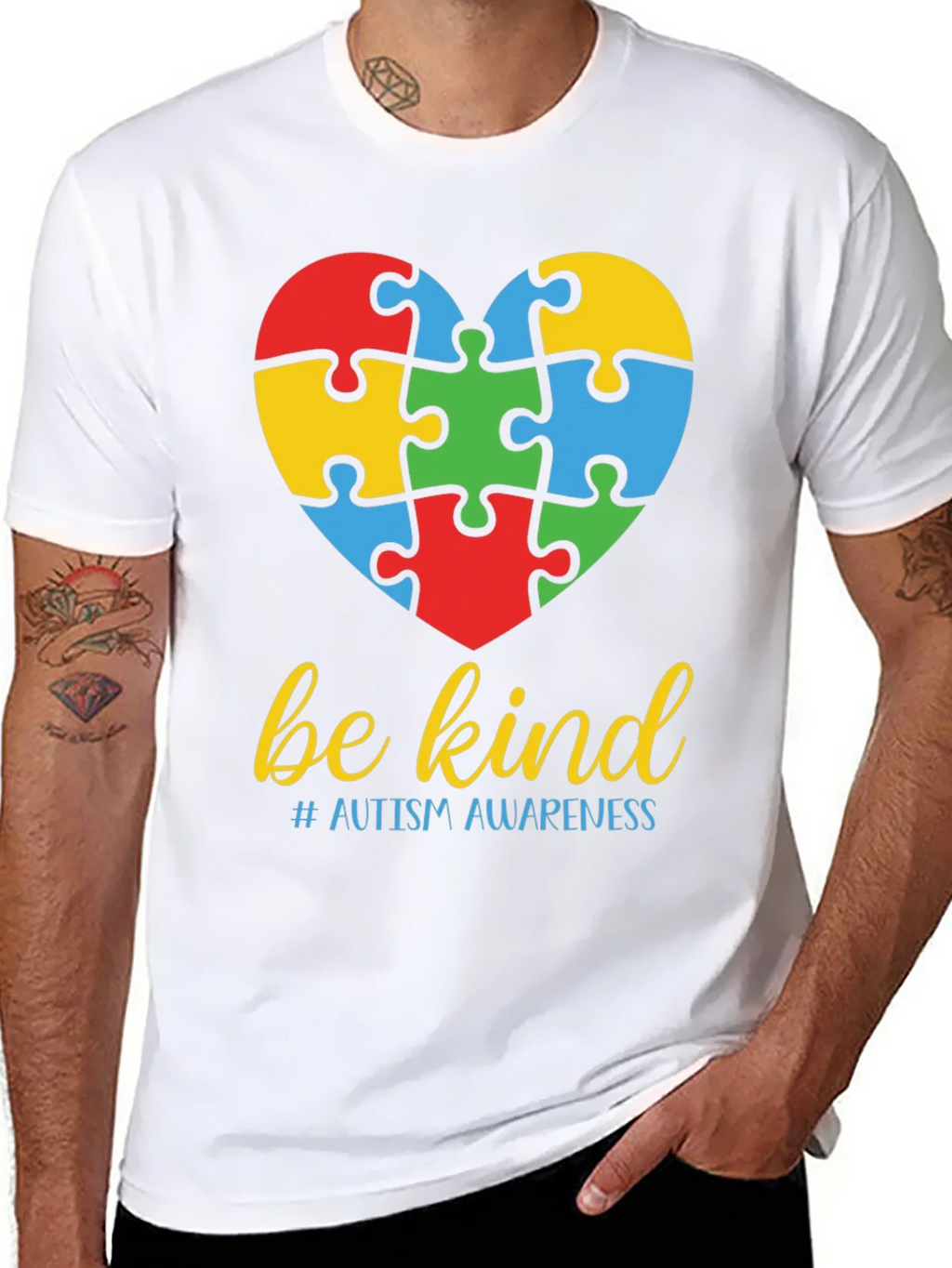 Be Kind Autism Awareness Puzzle Heart T-Shirt product image 7