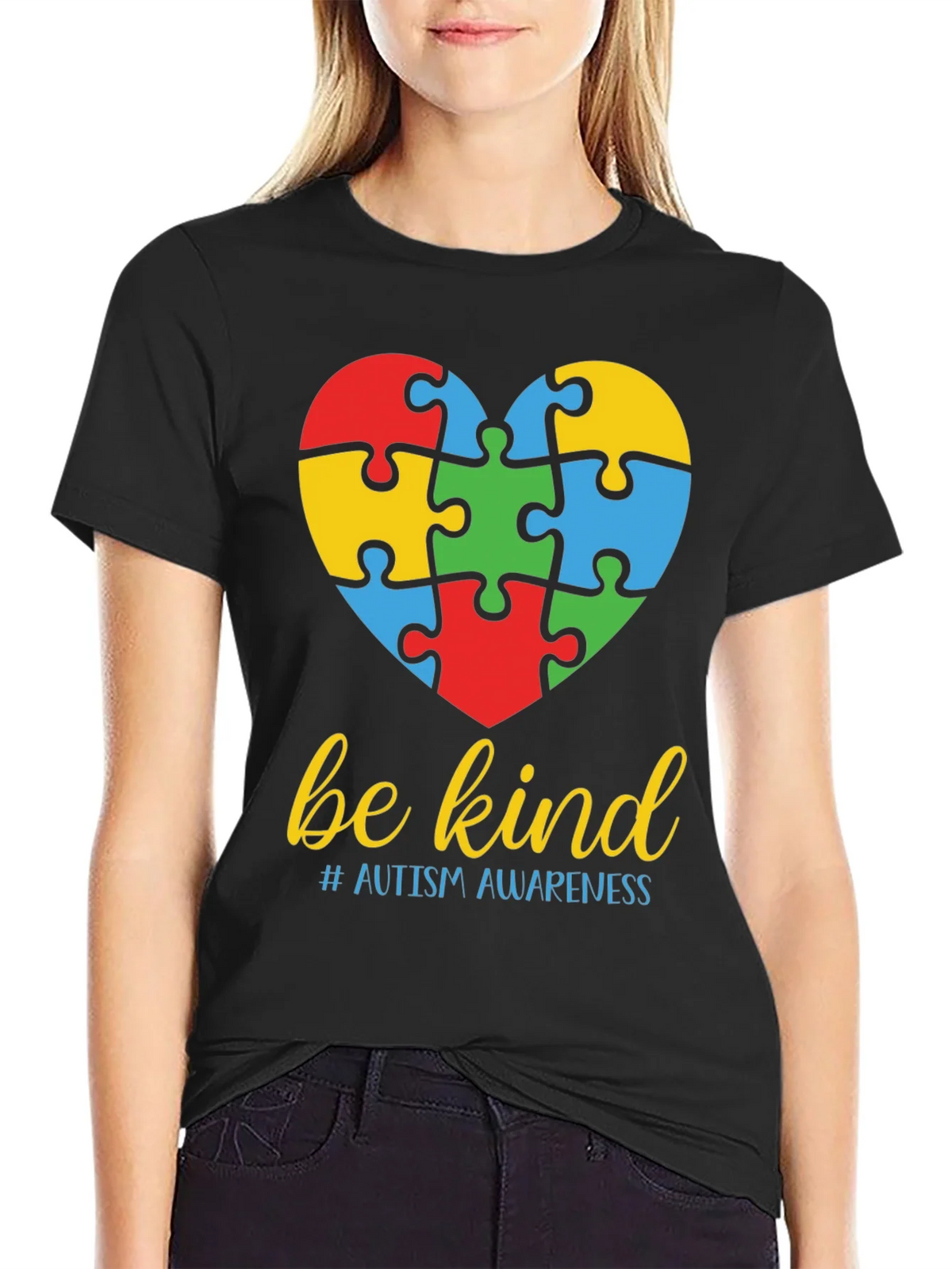 Be Kind Autism Awareness Puzzle Heart T-Shirt product image 2