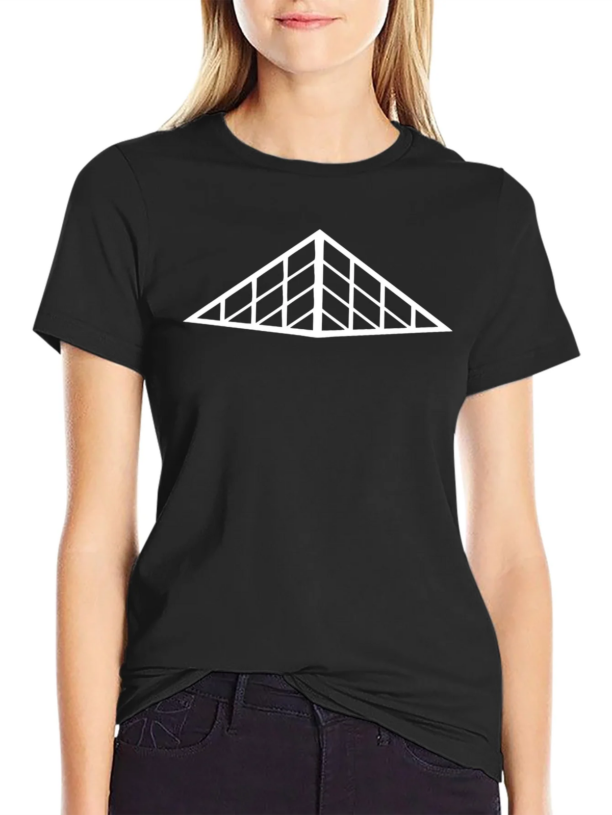 Geometric Triangle Grid Graphic Tee - Black product image 2
