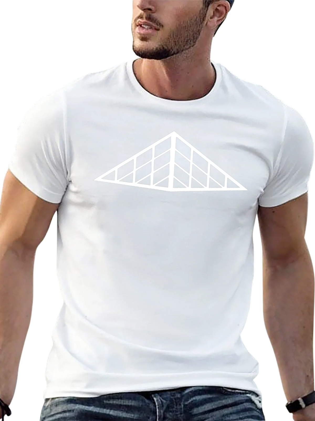 Geometric Triangle Grid Graphic Tee - Black product image 12