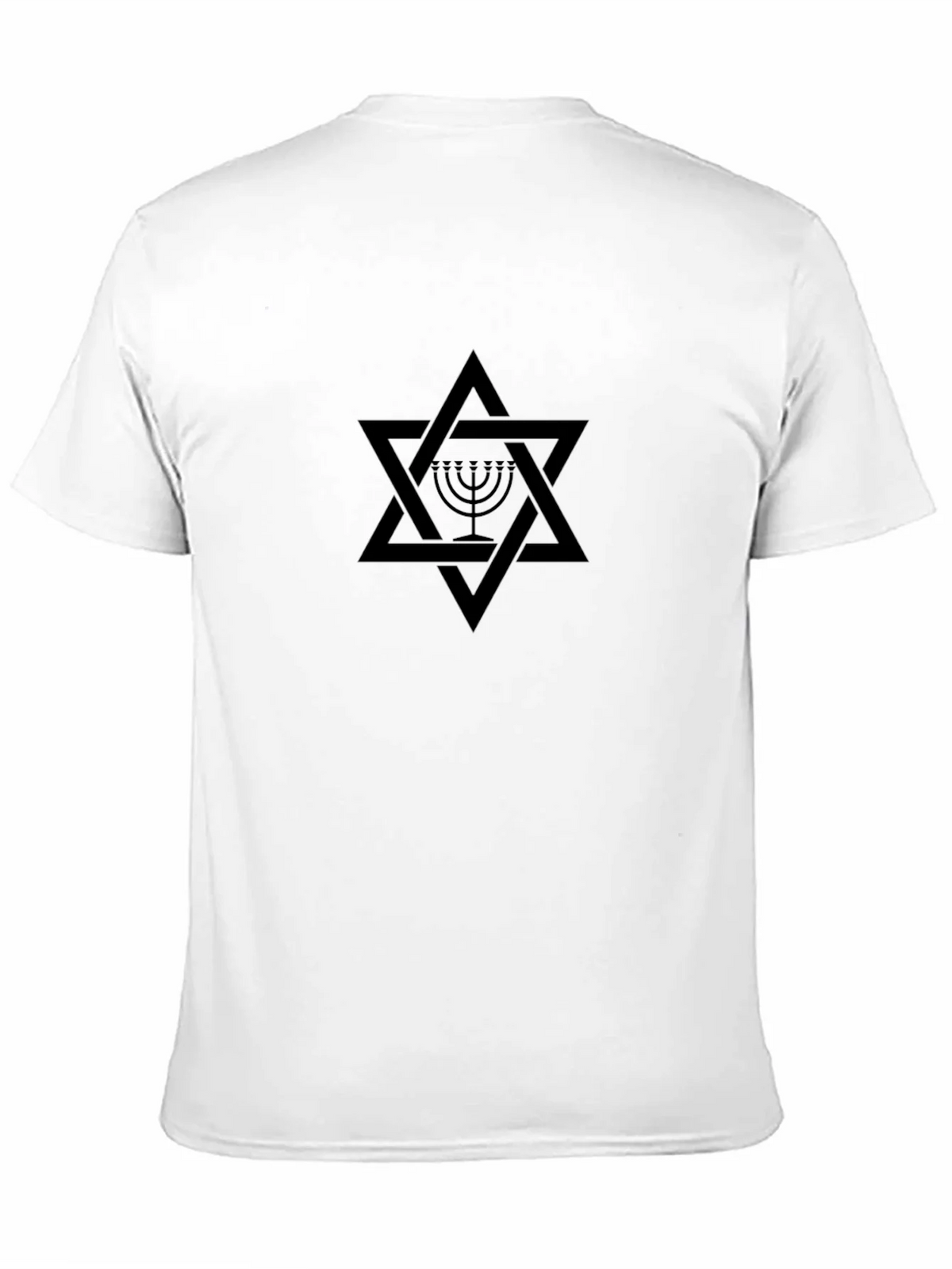Mens Black T-Shirt with Star of David & Menorah Design product image 10