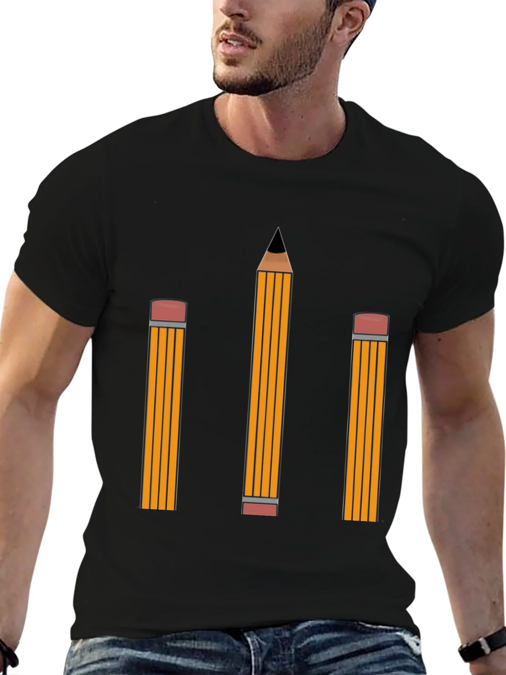 Pencil Graphic Tee - Black Cotton Shirt product image 6