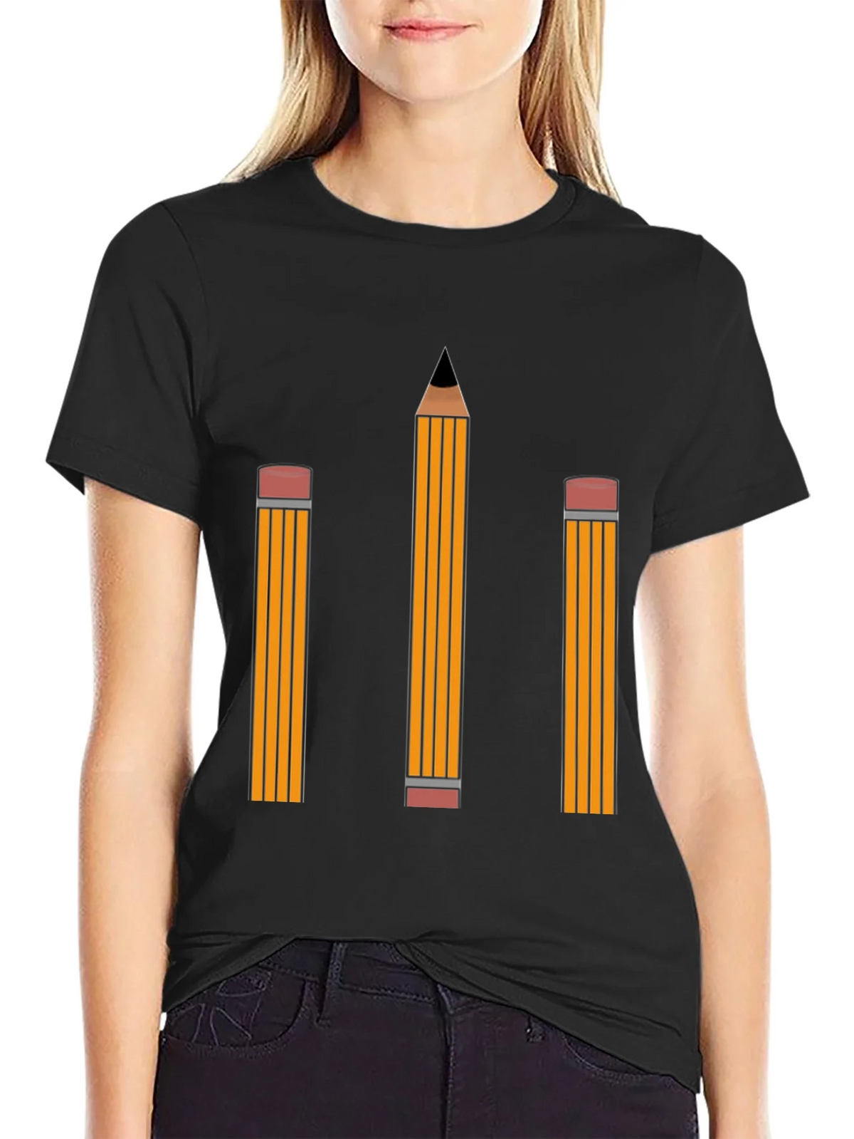 Pencil Graphic Tee - Black Cotton Shirt product image 2