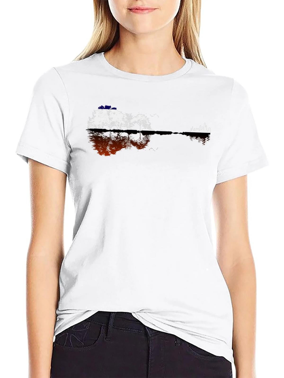 Guitar Landscape Graphic Tee - Black Cotton Blend product image 7
