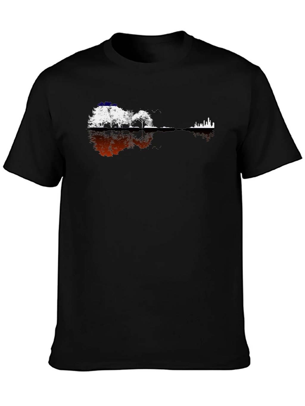 Guitar Landscape Graphic Tee - Black Cotton Blend product image 2