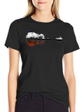 Guitar Landscape Graphic Tee - Black Cotton Blend product image 1