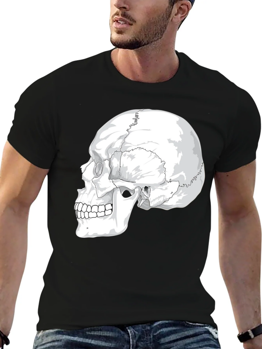 Anatomical Skull Graphic Tee - Black Cotton product image 6