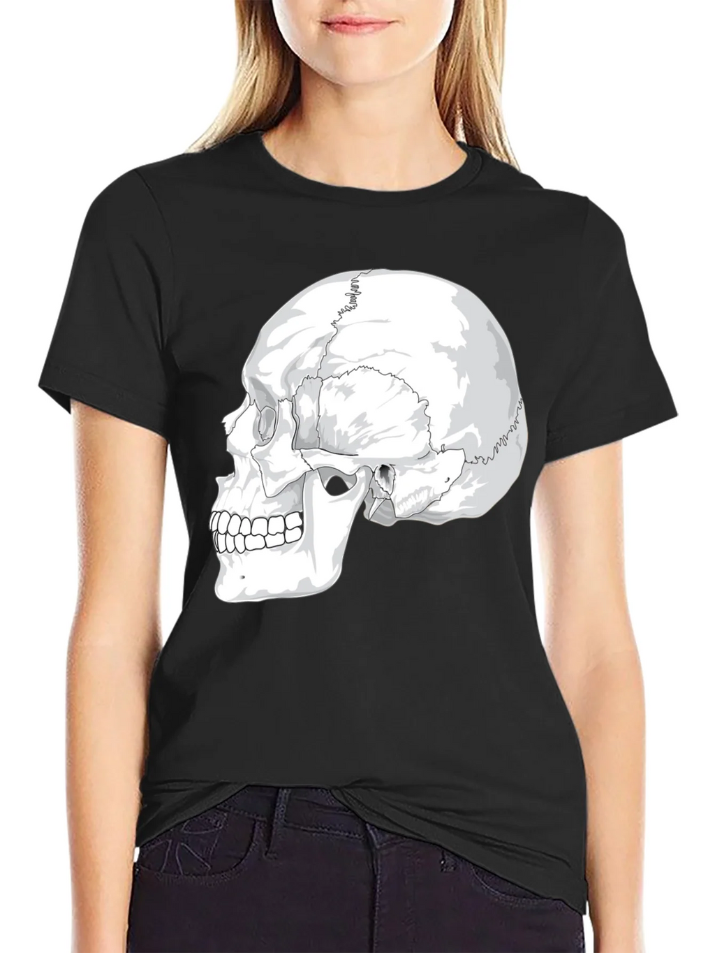 Anatomical Skull Graphic Tee - Black Cotton product image 2