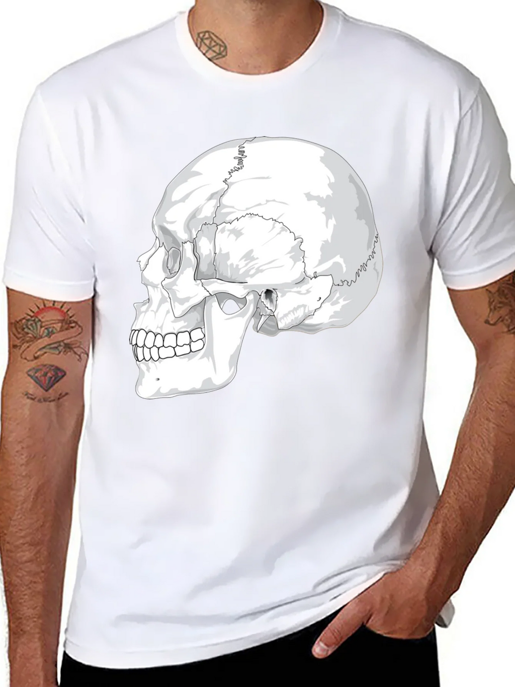 Anatomical Skull Graphic Tee - Black Cotton product image 7