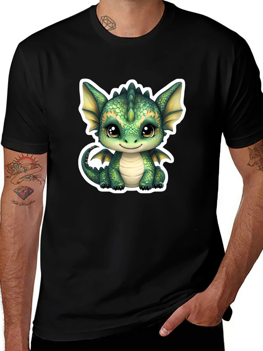 Cute Dragon Graphic Tee - Soft Black Cotton Shirt product image 1