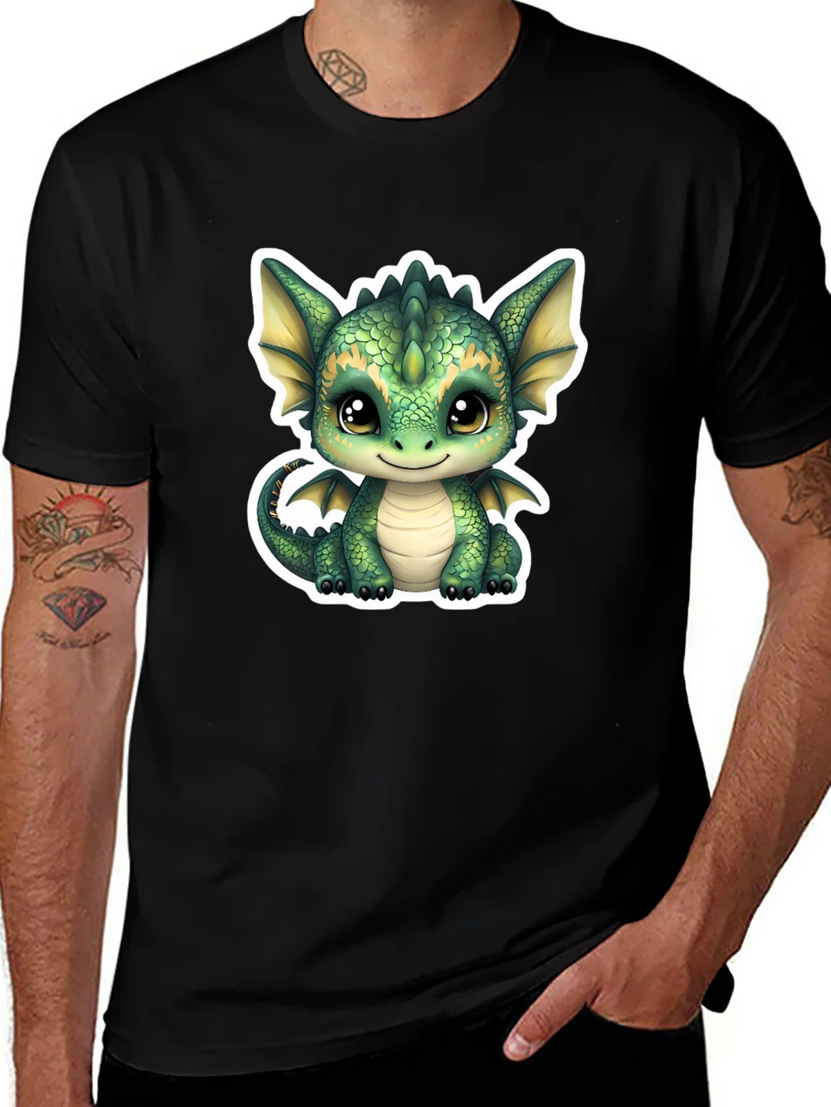 Cute Dragon Graphic Tee - Soft Black Cotton Shirt product image 1
