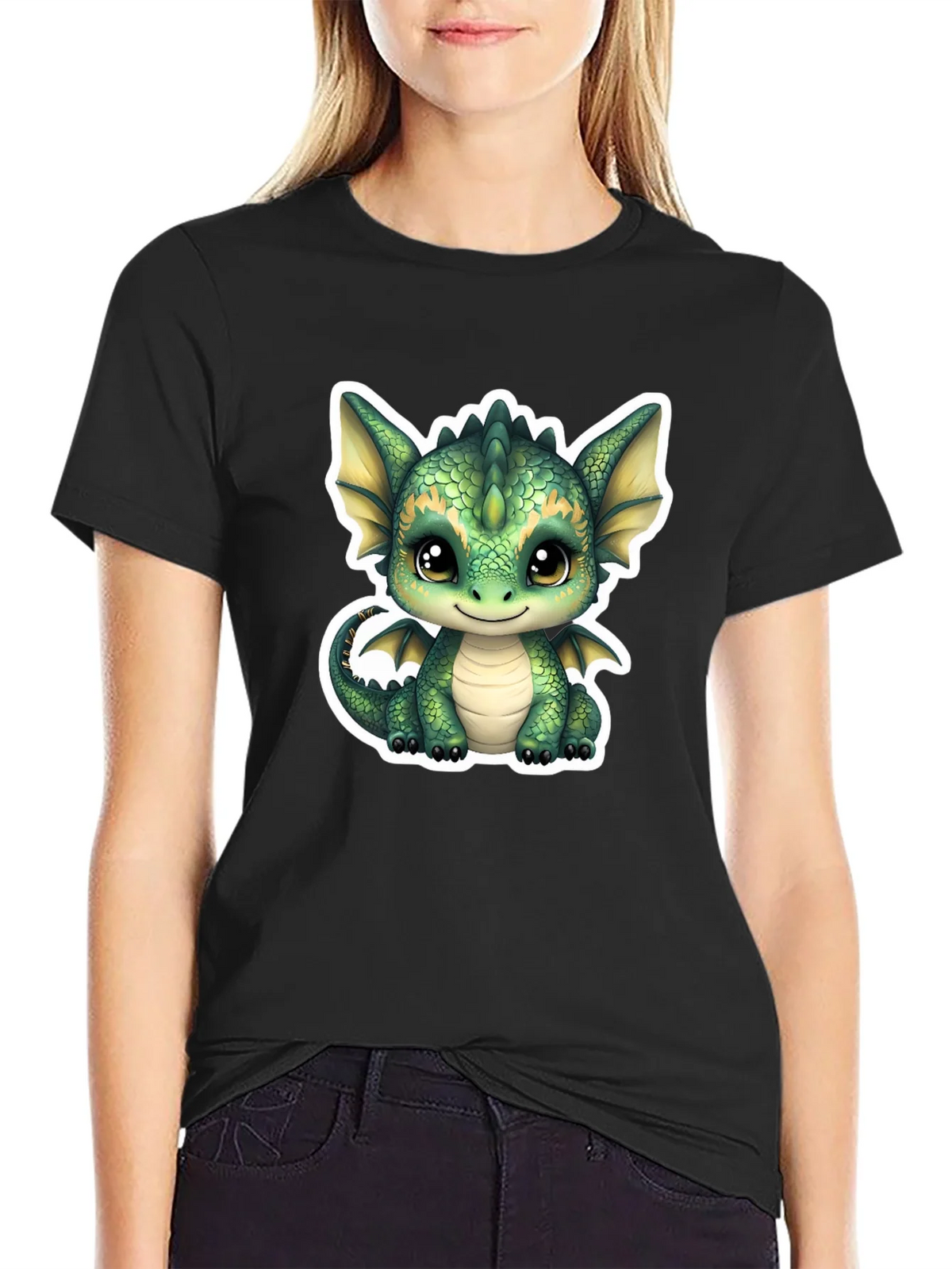 Cute Dragon Graphic Tee - Soft Black Cotton Shirt product image 2