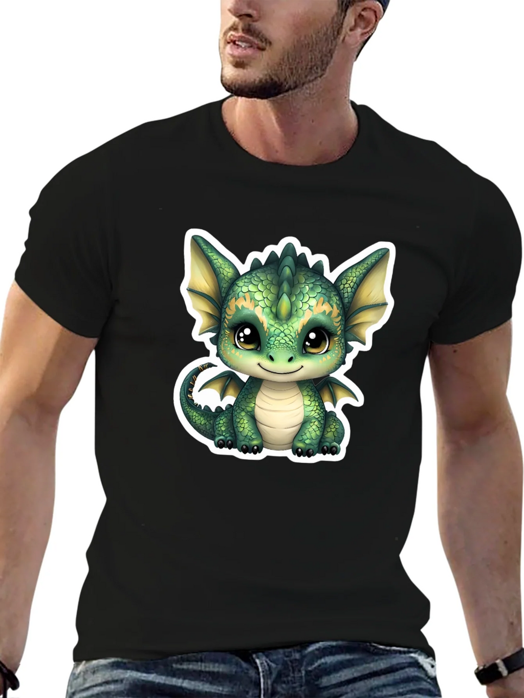 Cute Dragon Graphic Tee - Soft Black Cotton Shirt product image 6