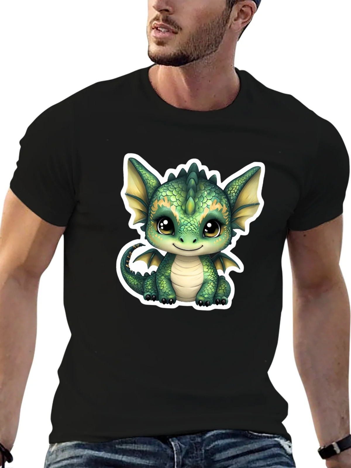 Cute Dragon Graphic Tee - Soft Black Cotton Shirt product image 6